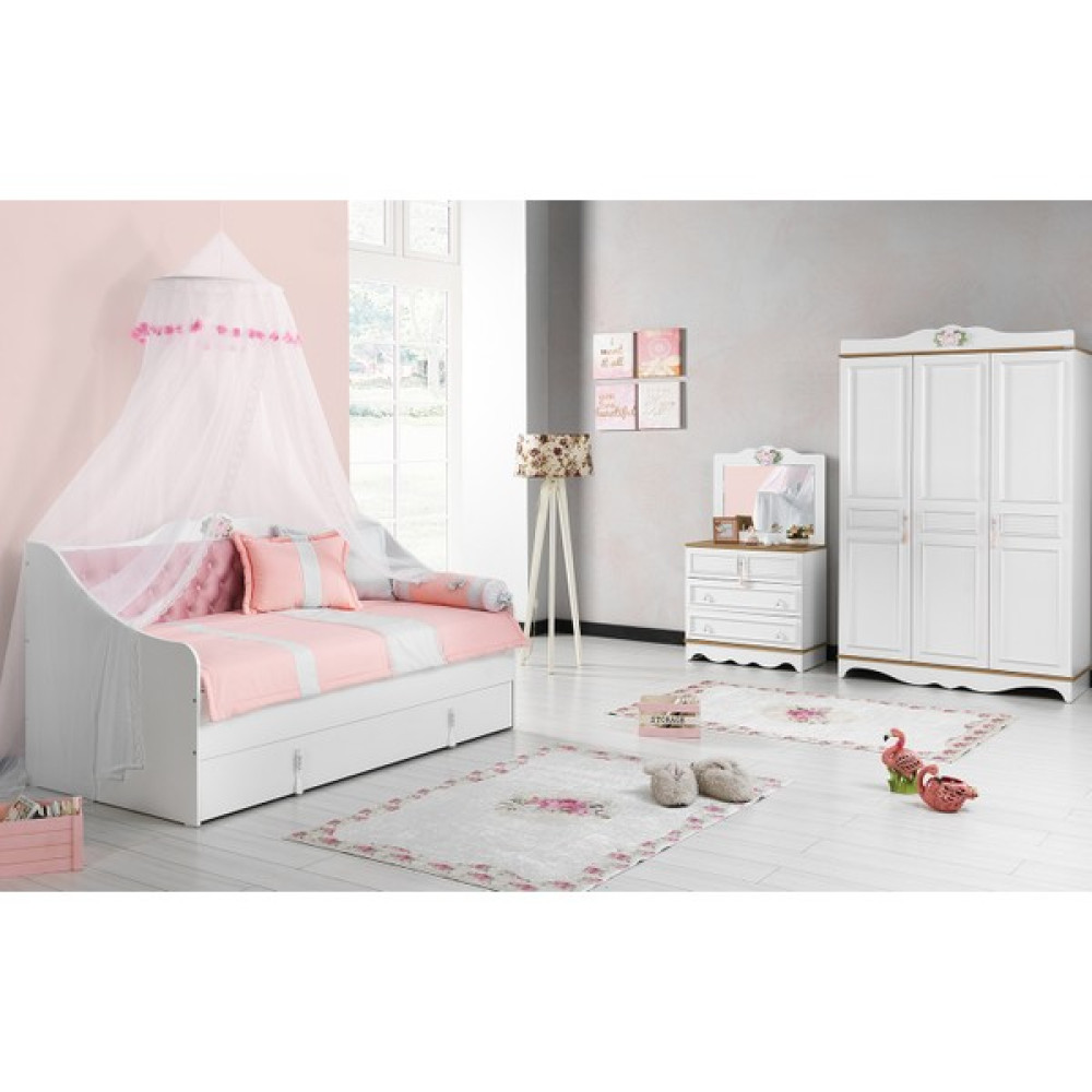 Bubu Home Palluna Genç Odası Takımı Dolap + Altlıklı Sedir + Aynalı Çamaşırlık Genç Odası Takımı / Seti Fiyatı