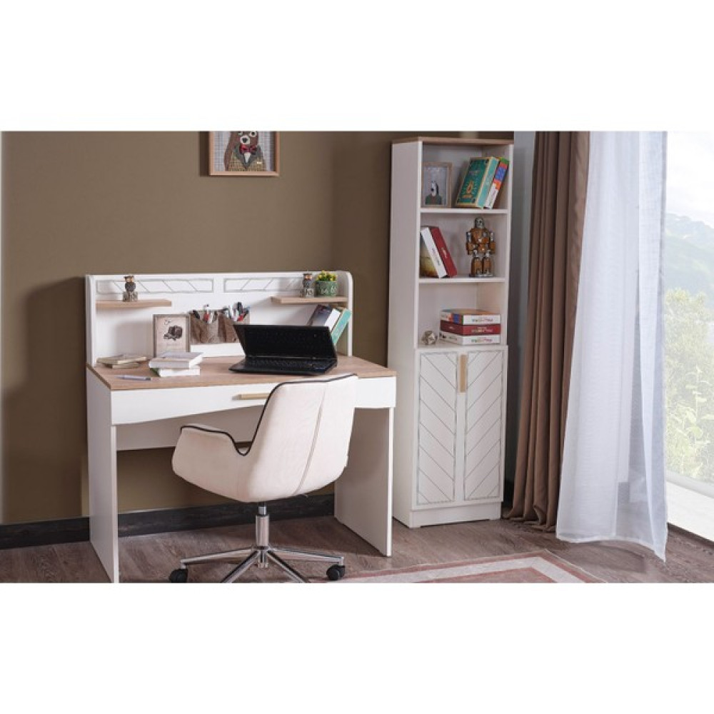 Bubu Home Paloscar Çalışma Masası ve Kitaplık - 110 x 60 x 110 cm - Krem Çalışma Masası Fiyatı