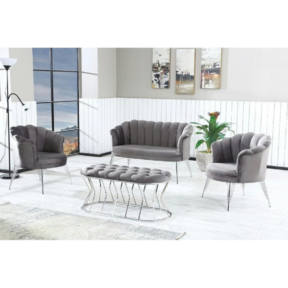 Bubu Home Papatya Çay Seti Koltuk Takımı 2 + 1 + 1 Gri Koltuk Takımı / Seti Fiyatı