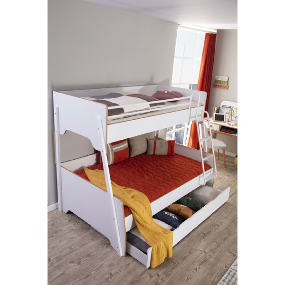 Bubu Home Retro 3 Kişilik Geniş Ranza Yavrulu - 120 x 200 cm - Beyaz Ranza Fiyatı