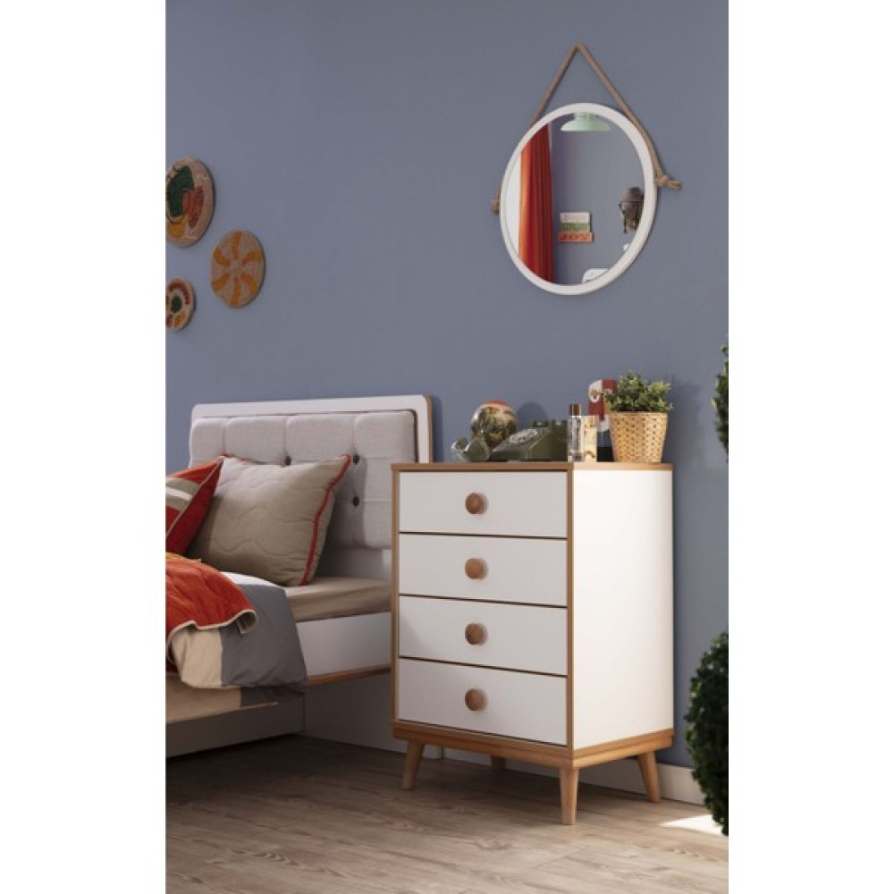 Bubu Home Retro Aynalı Çamaşırlık - Beyaz Şifonyer Fiyatı