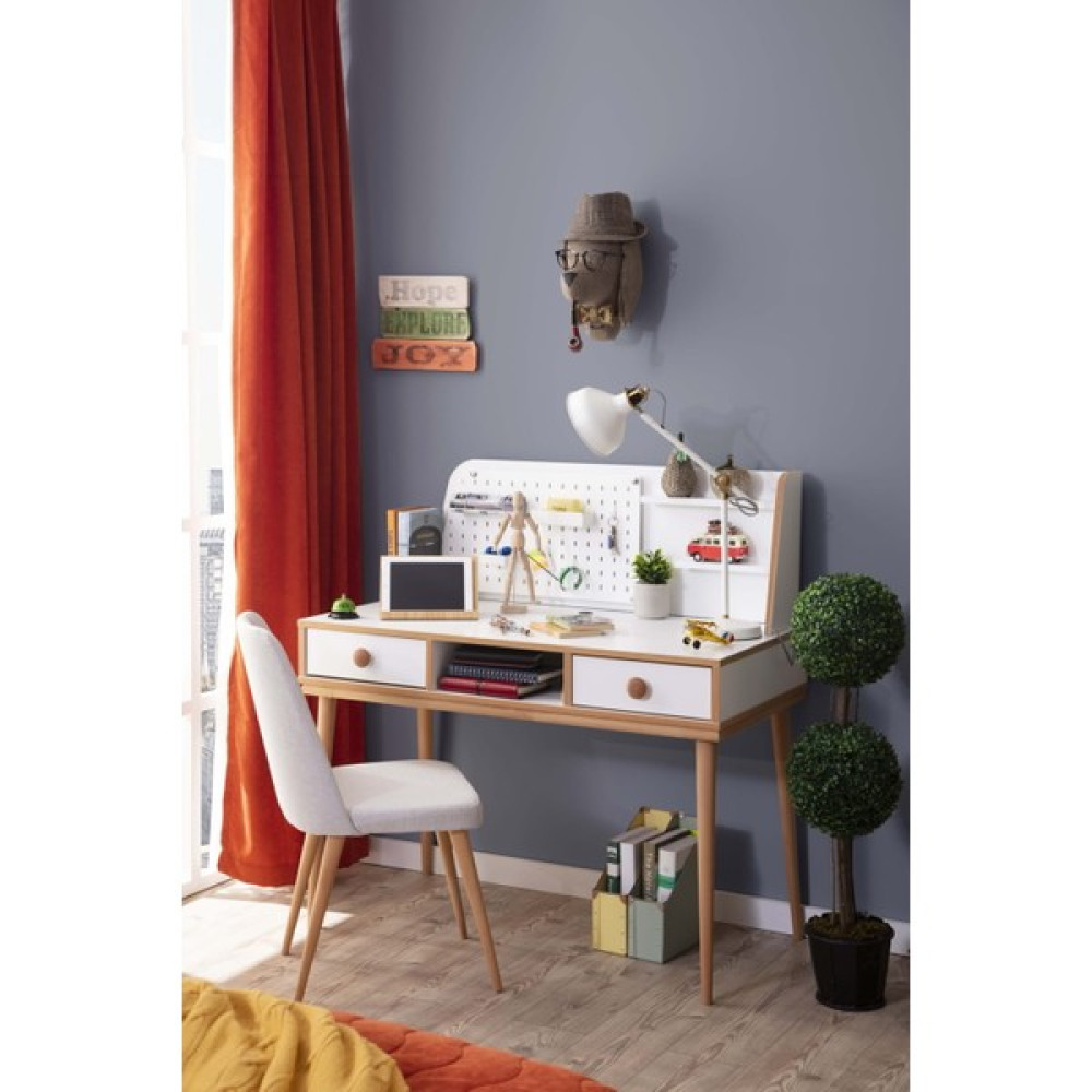 Bubu Home Retro Çalışma Masası - 60 x 120 x 110 cm - Beyaz Çalışma Masası Fiyatı