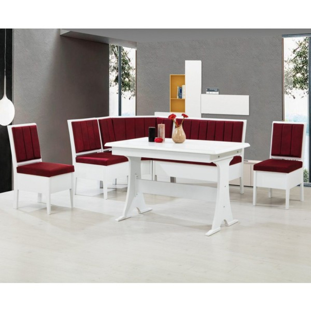 Bubu Home Riva Bordo Mutfak Köşe Koltuk Takımı ve Masa Masa - Sandalye Seti / Takımı Fiyatı