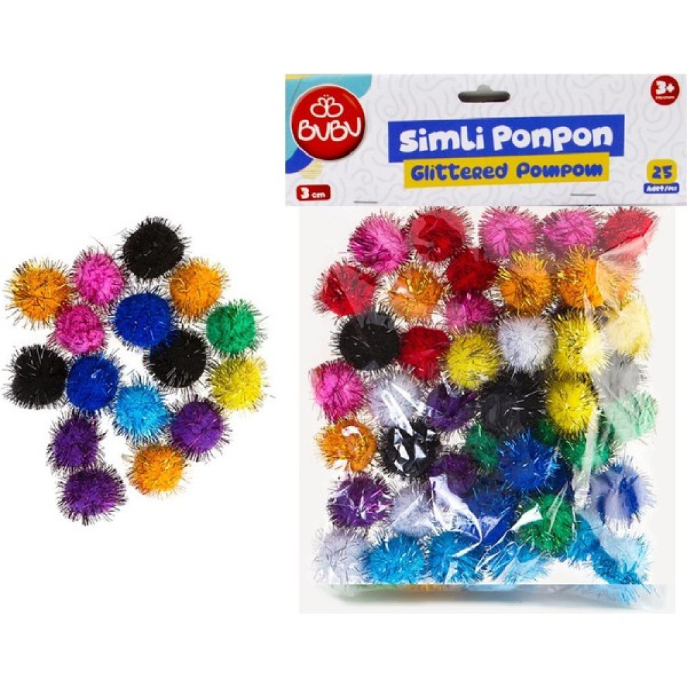 Bubu Simli Ponpon 3 cm Karışık Renk 25 Li -PON006 Oto Boyaları Fiyatı