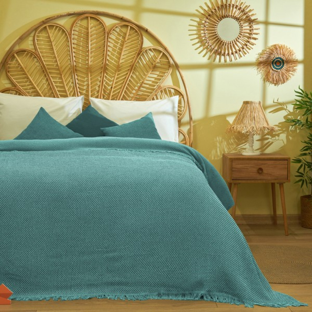 Buca Yün Bedacta Çift Kişilik Yatak Örtüsü - Yeşil - 220X240 cm - 220 x 240 cm Yatak Örtüsü Fiyatı