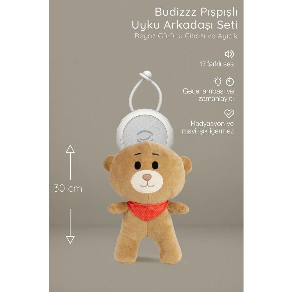 Budizzz Beyaz Gürültü Cihazı | Bebek Uyku Arkadaşı Pembe Fular Ayıcık Diğer Fiyatı