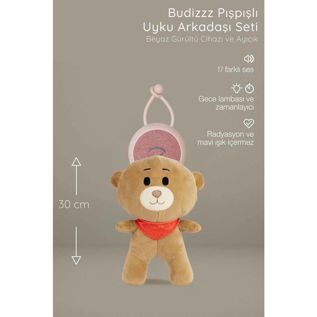 Budizzz Beyaz Gürültü Cihazı | Pışpışlı & Ninnili Ayıcık Uyku Arkadaşı - Pembe Diğer Fiyatı