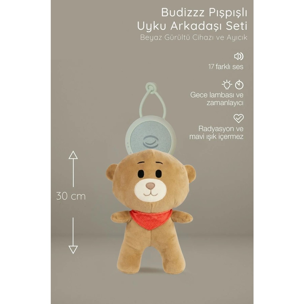 Budizzz Beyaz Gürültü Cihazı | Pışpışlı & Ninnili Ayıcık Uyku Arkadaşı - Yeşil Diğer Fiyatı