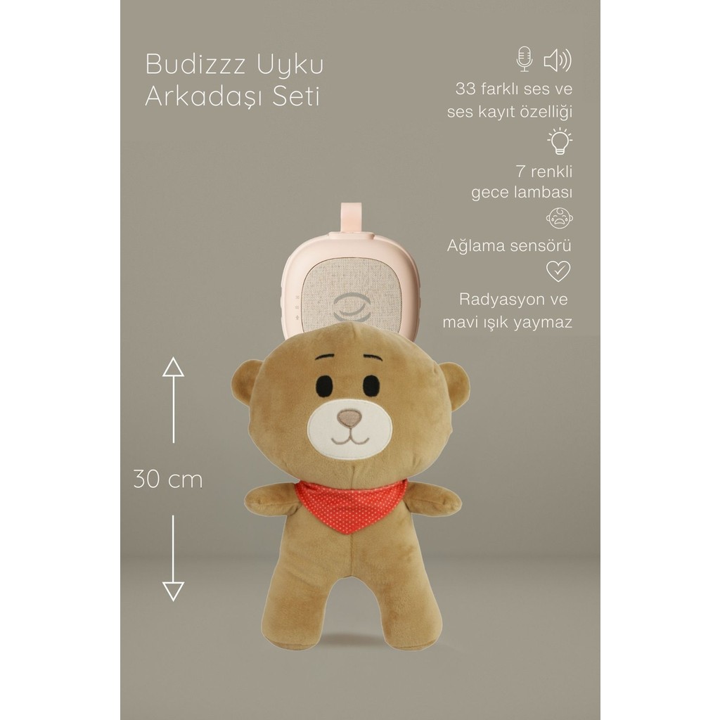 Budizzz Plus 33 Sesli Ağlama Sensörlü Bebek Beyaz Gürültü Cihazı | Uyku Arkadaşı Ayıcık - Pembe Diğer Fiyatı