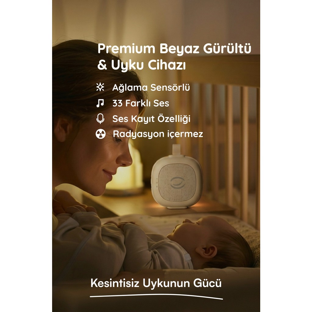 Budizzz Plus Ağlama Sensörlü Beyaz Gürültü Cihazı | 33 Sesli | Anne Ses Kayıtlı | Bebek Uyku Cihazı - Bej Diğer Fiyatı