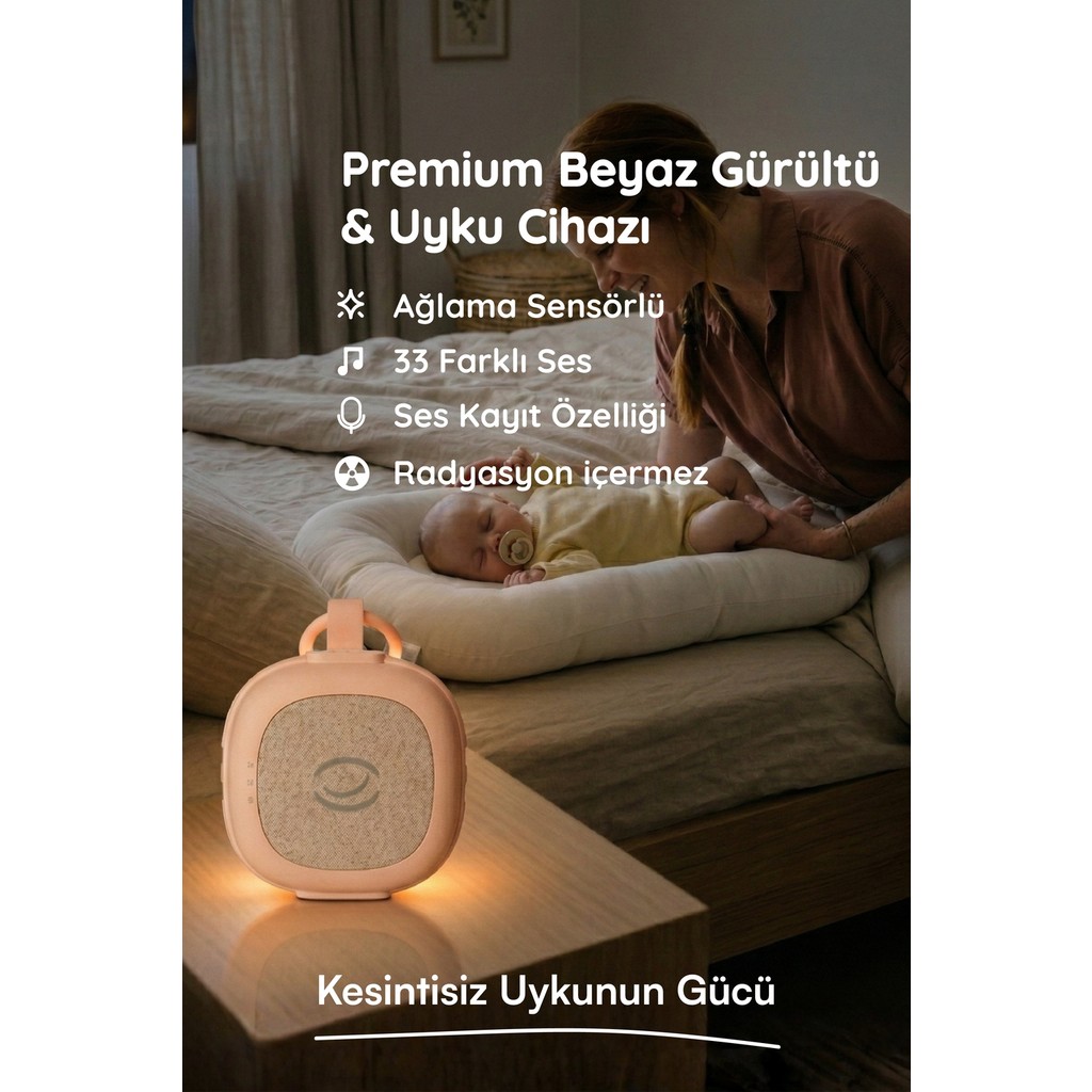 Budizzz Plus Ağlama Sensörlü Beyaz Gürültü Cihazı | 33 Sesli | Anne Ses Kayıtlı | Bebek Uyku Cihazı - Pembe Diğer Fiyatı