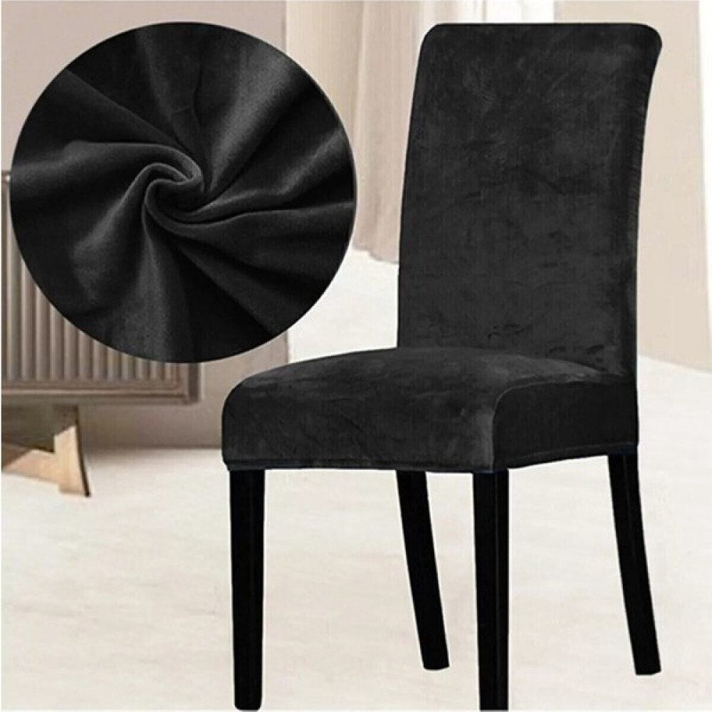 Buem Kadife Likralı Sandalye Kılıfı Sandalye Örtüsü - 35 x 48 cm - Siyah Koltuk & Kanepe Örtüsü Fiyatı