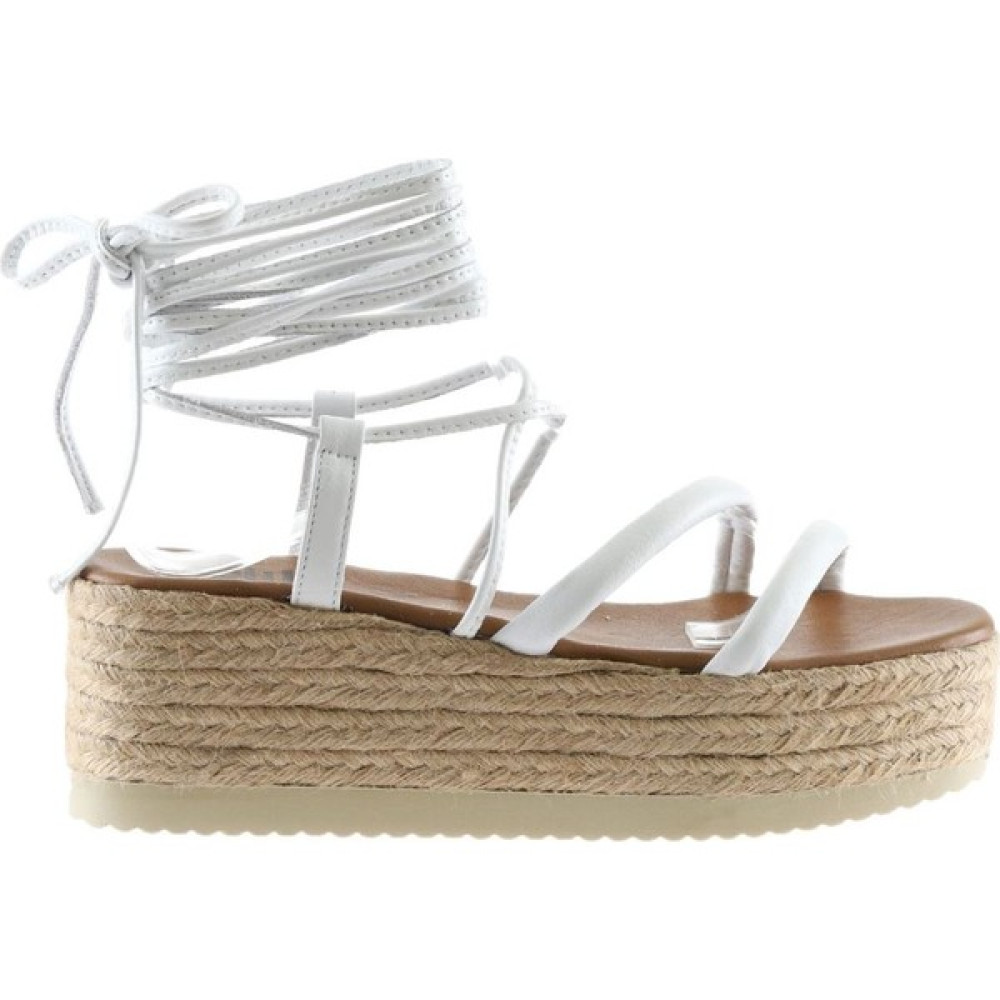 Bueno Shoes Beyaz Deri Kadın Dolgu Topuklu Sandalet Kadın Terlikleri ve Sandaletleri Fiyatı