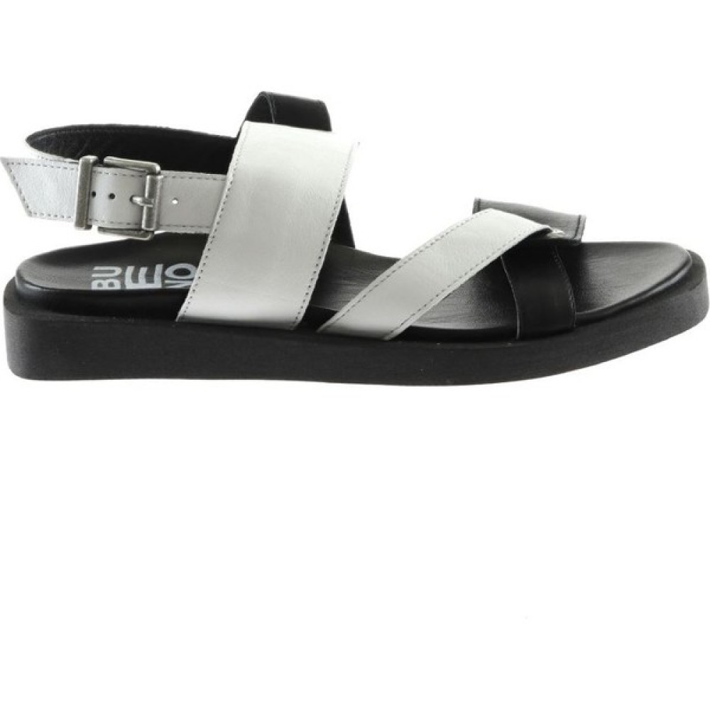 Bueno Shoes Beyaz Siyah Deri Kadın Düz Sandalet Kadın Terlikleri ve Sandaletleri Fiyatı