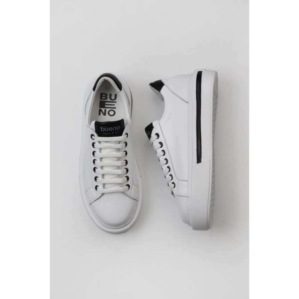 Bueno Shoes Beyaz Siyah Deri Kadın Sneakers Spor Ayakkabı Fiyatı