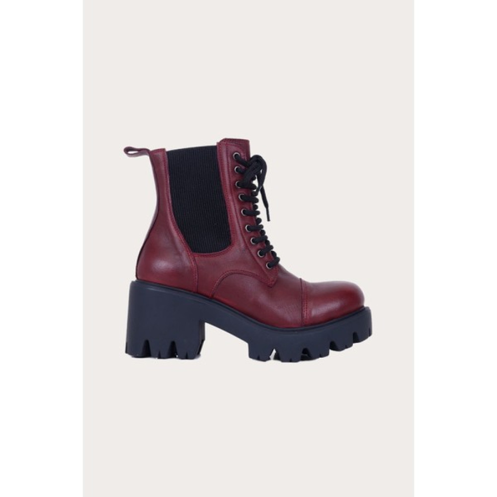 Bueno Shoes Bordo Deri Kadın Topuklu Bot Kadın Botları Fiyatı