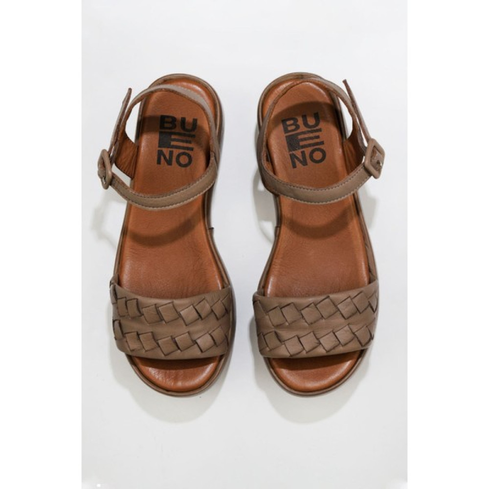 Bueno Shoes Gri Deri Kadın Dolgu Topuklu Sandalet Kadın Terlikleri ve Sandaletleri Fiyatı