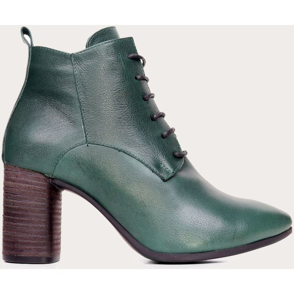 Bueno Shoes Koyu Deri Yeşil Kadın Topuklu Bot Kadın Botları Fiyatı