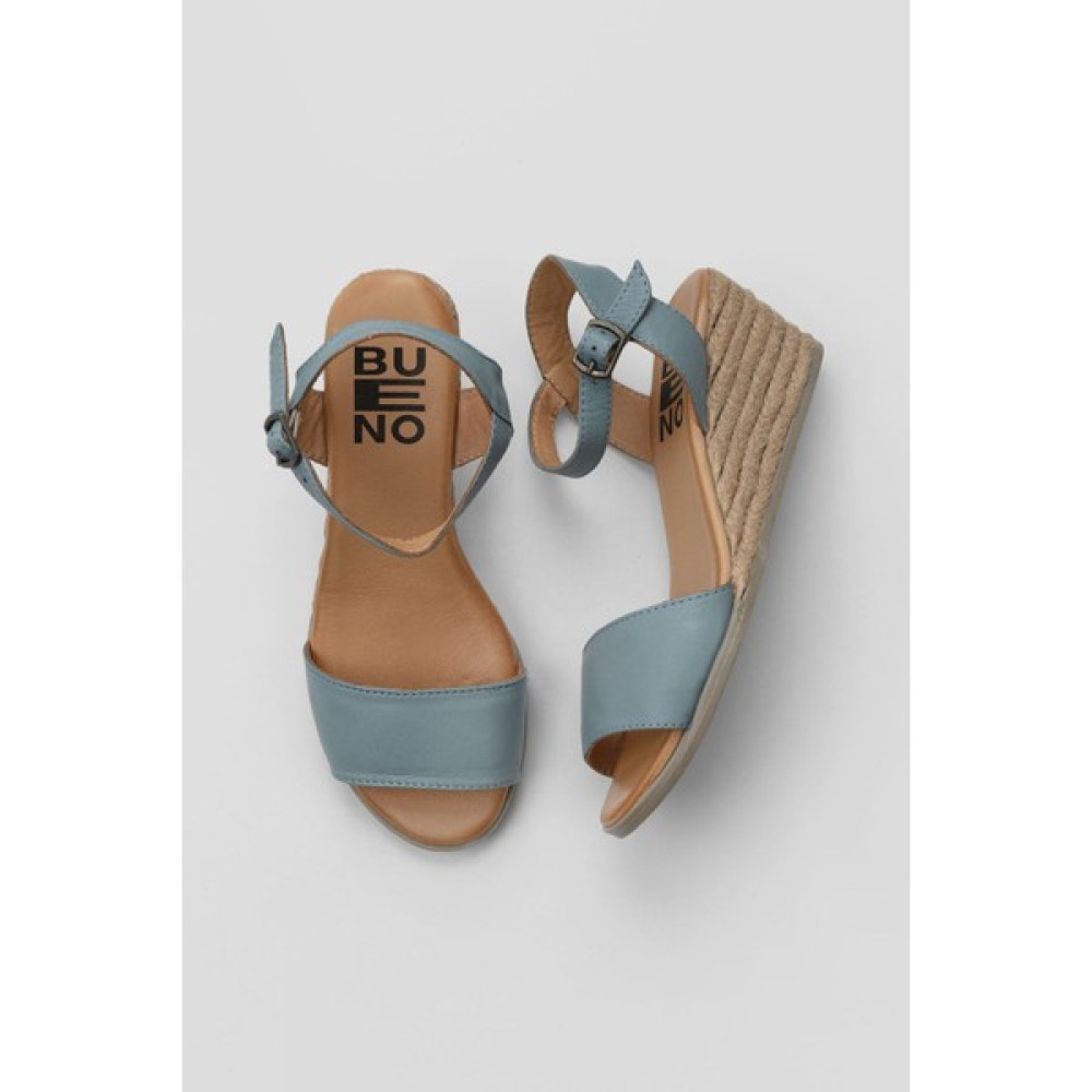 Bueno Shoes Mavi Deri Kadın Dolgu Topuklu Espadril Sandalet 01WS11101 Kadın Günlük Ayakkabıları Fiyatı
