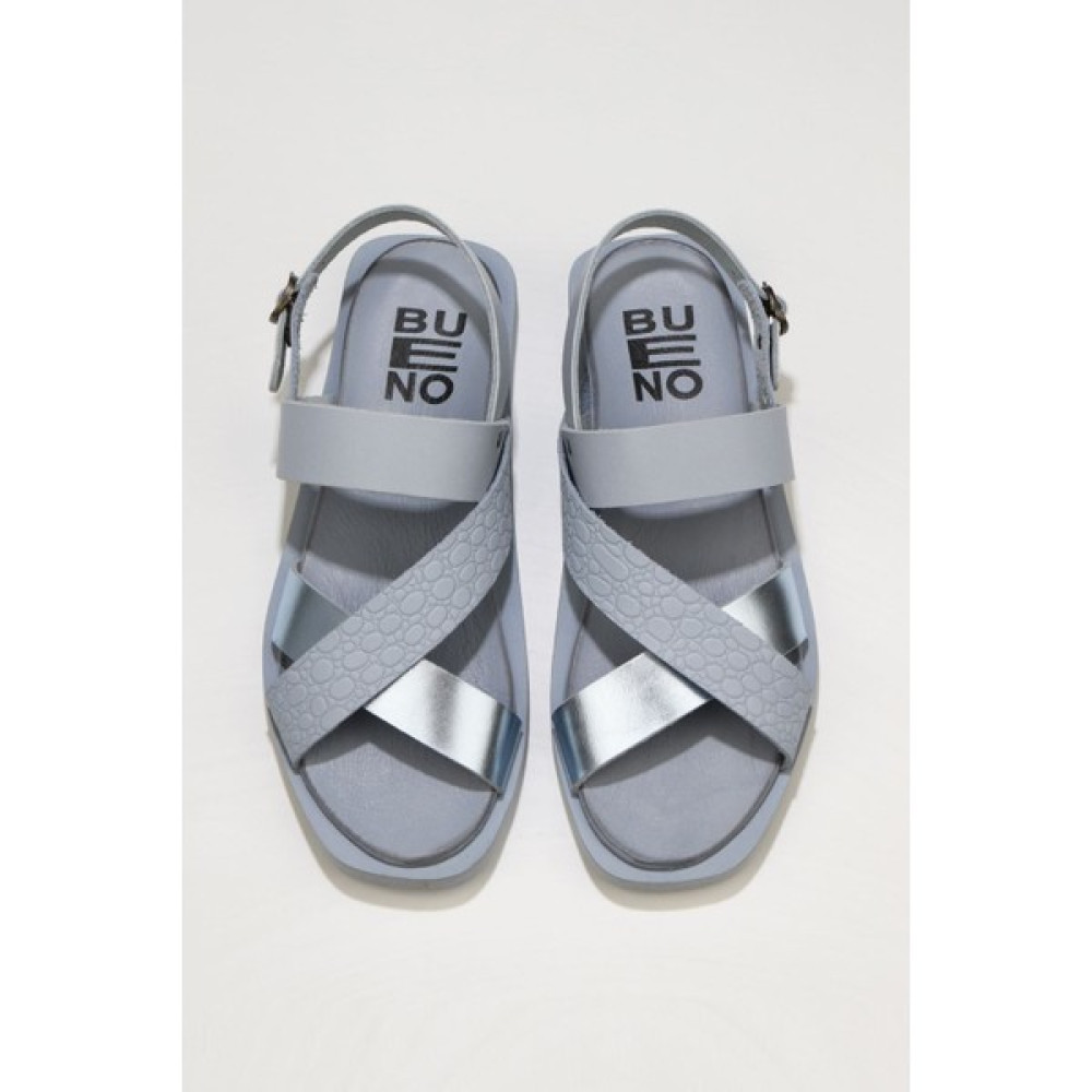 Bueno Shoes Mavi Deri Kadın Düz Sandalet Kadın Terlikleri ve Sandaletleri Fiyatı