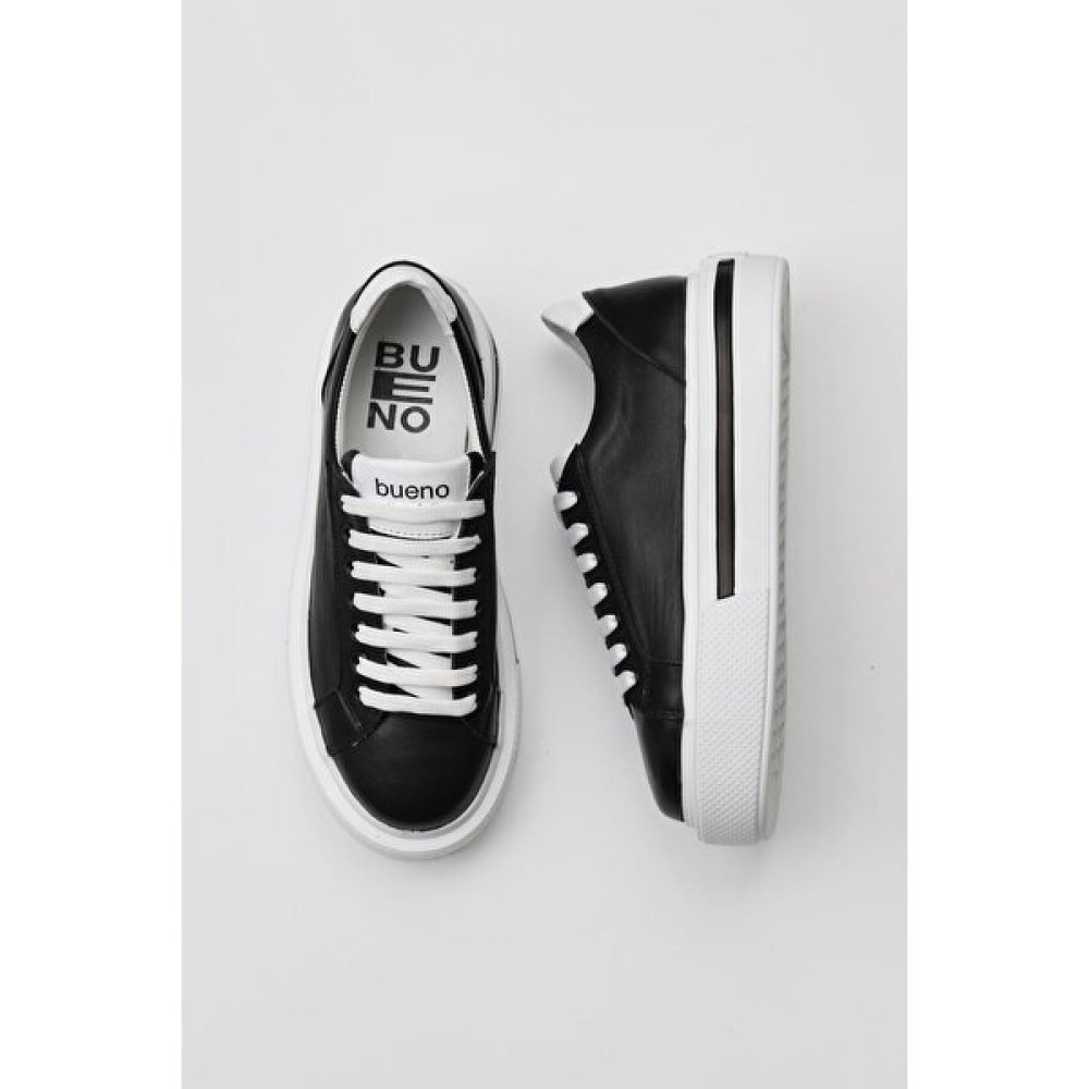 Bueno Shoes Siyah Beyaz Deri Kadın Sneakers Spor Ayakkabı Fiyatı