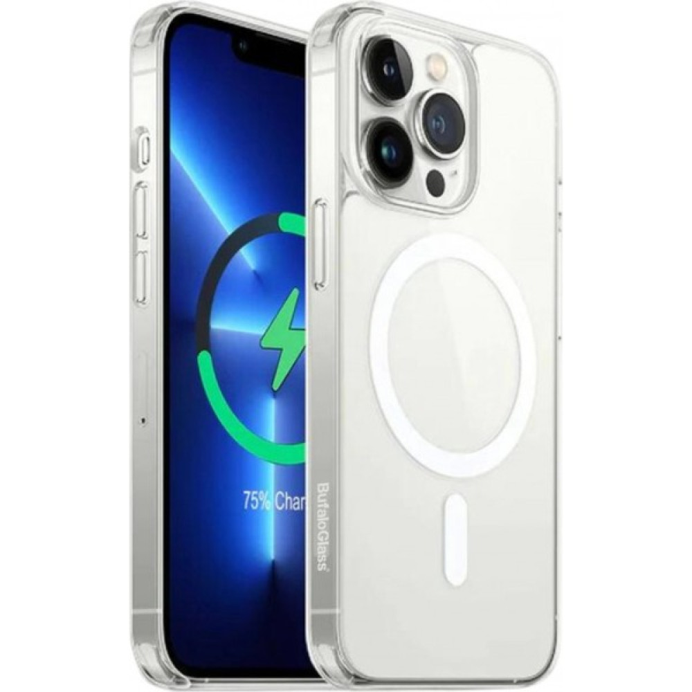 Bufalo Glass iPhone 13 Pro Max Uyumlu MagSafe Şeffaf Sararmaz Darbe Önleyici Kılıf Cep Telefonu Kılıfı Fiyatı