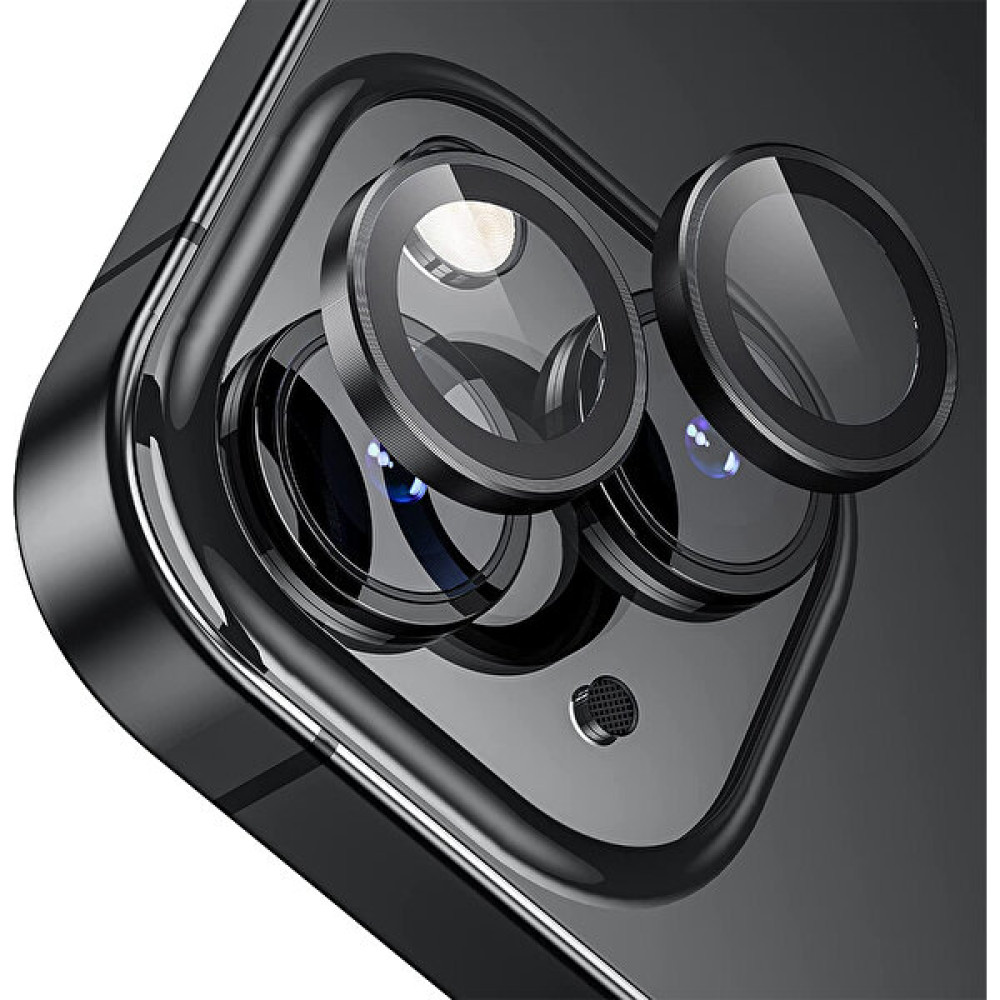Buff iPhone 15 / 15 Plus Kamera Metal Lens Koruyucu Black - Siyah Cep Telefonu Ekran Koruyucusu Fiyatı