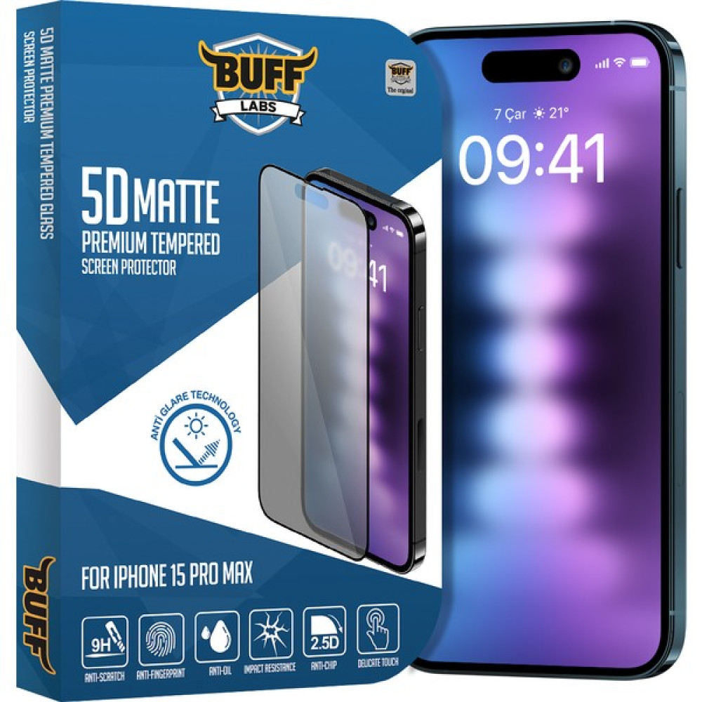 Buff iPhone 15 Pro Max 5d Matte Ekran Koruyucu Cep Telefonu Ekran Koruyucusu Fiyatı