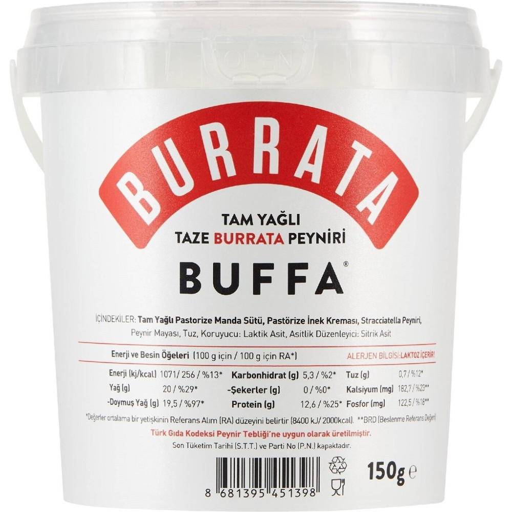 Buffa Tam Yağlı Taze Burrata Peyniri 150G ( 1 Adet ) Peynir Fiyatı