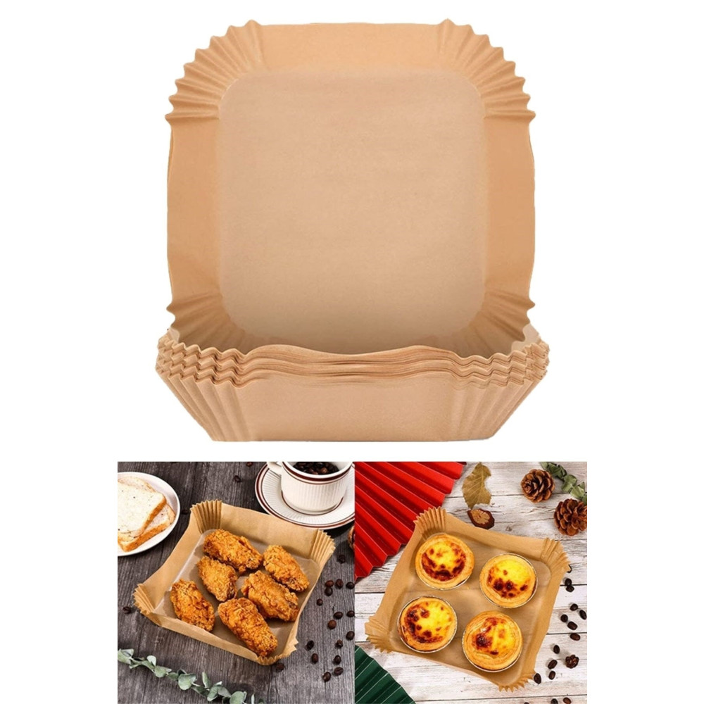 Buffer ® 100 Adet Air Fryer Pişirme Kağıdı Tek Kullanımlık Yağ Geçirmez Kağıt Kare Tabak Model Pişirme Kağıdı Fiyatı