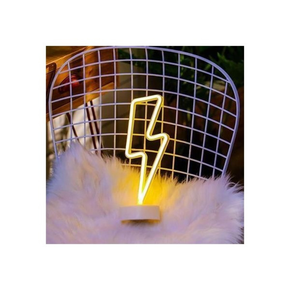 BUFFER® Dekoratif Şimşek Şeklinde Pilli Neon Led Lamba Süs Masa Lambası - Gün Işığı Gece Lambası Fiyatı