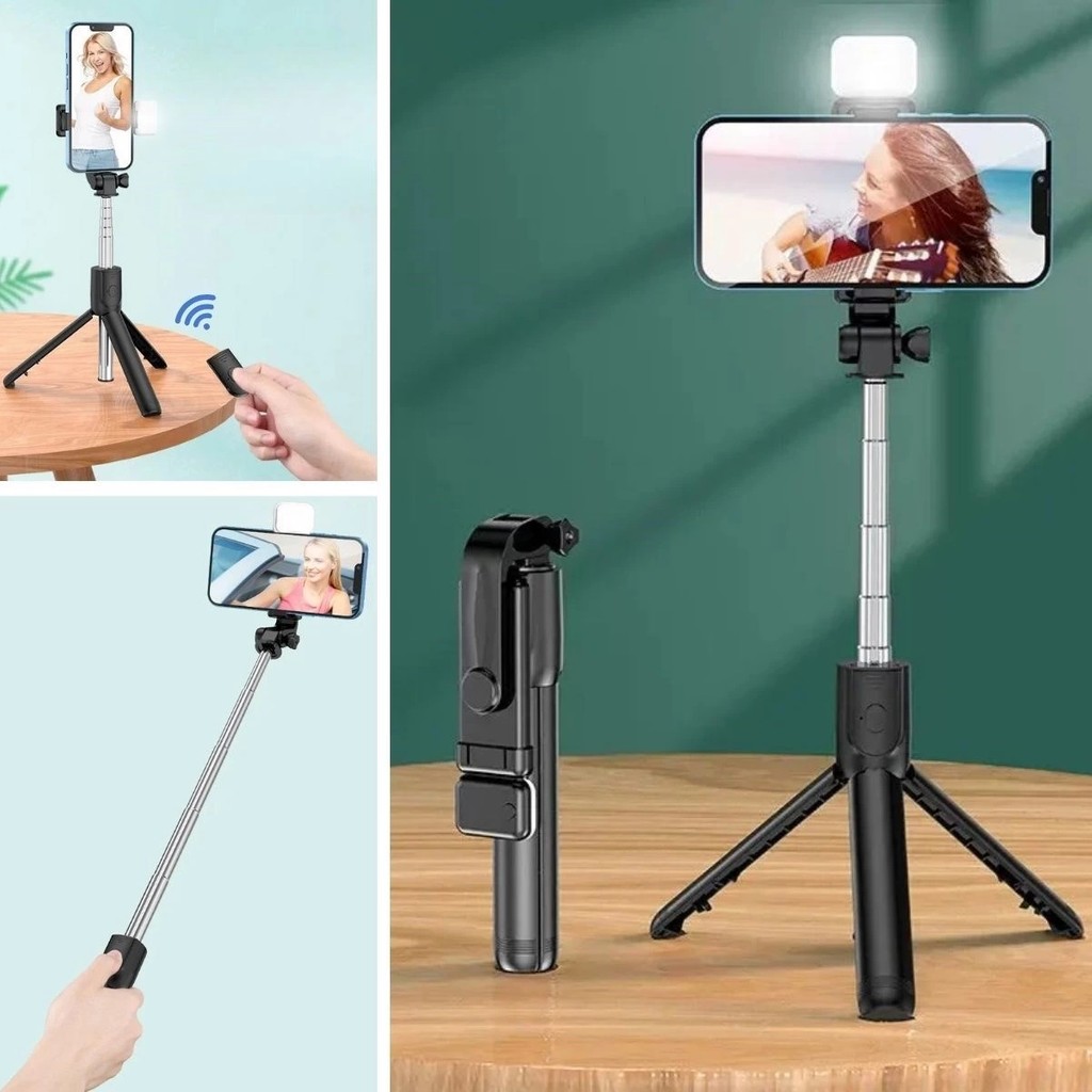 Buffer® Kendiliğinden Işıklı Masaüstü Tripod Olabilen Telefon Tutuculu Kablosuz Kumandalı Selfie Çubuğu Diğer Fiyatı