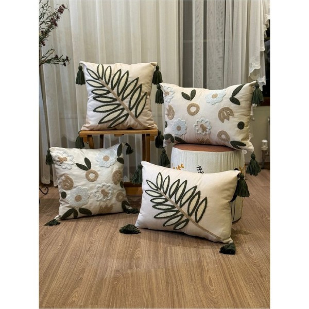 Bugi Home Collection 4'lü Punch Işlemeli Nakışlı Dekoratif Kırlent Kılıfı Kırlent / Mobilya Yastığı Fiyatı