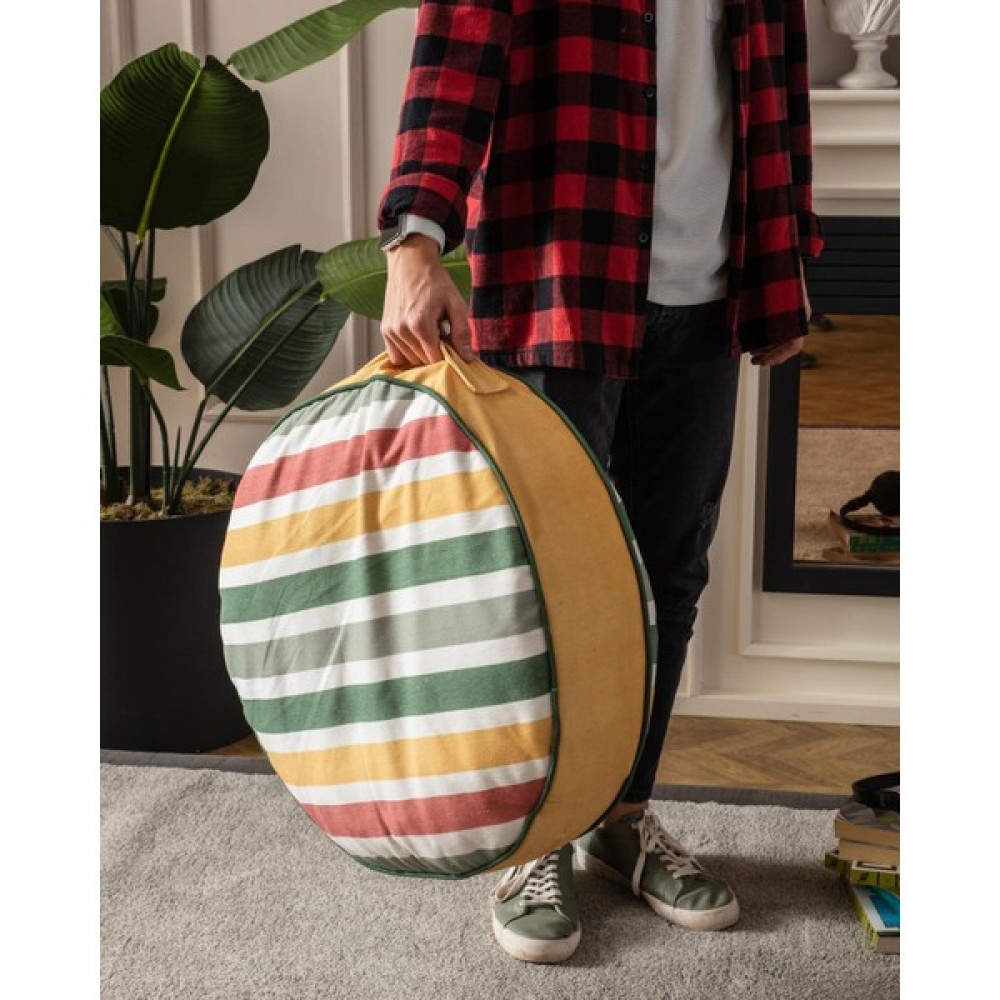 Bugi Home Collection Çok Renkli Yuvarlak Puf Yer Minderi, 60 x 60 cm Salon & Oturma Odası Tekstili Fiyatı