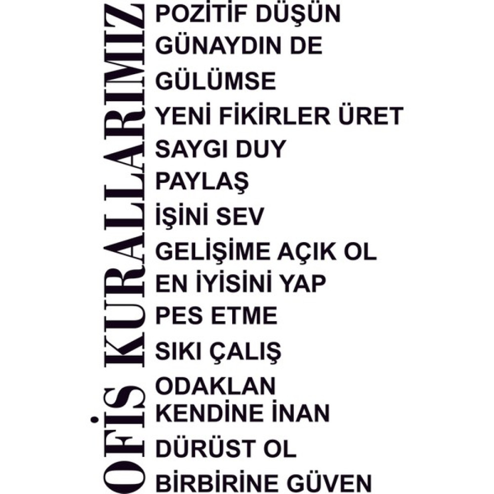 Bugico Design'dan Ofis Kuralları 2 Duvar Sticker - 90 x 141 cm Duvar Stickerı Fiyatı