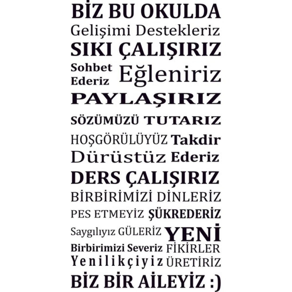 Bugico Design'dan Okul Kuralları Duvar Sticker - 85 x 130 cm Duvar Stickerı Fiyatı