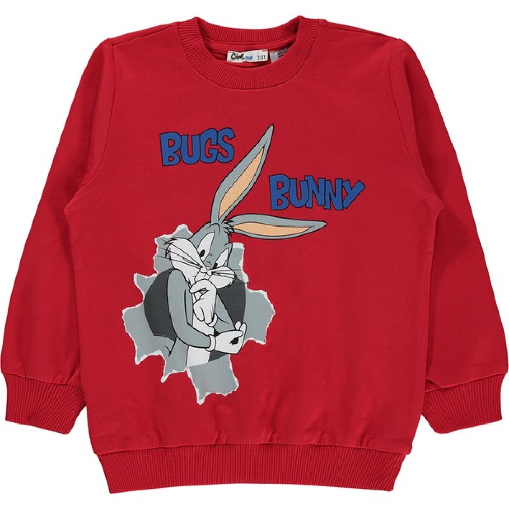 Bugs Bunny Erkek Çocuk Sweatshirt 2-5 Yaş Kırmızı Erkek Çocuk Sweatshirt Fiyatı