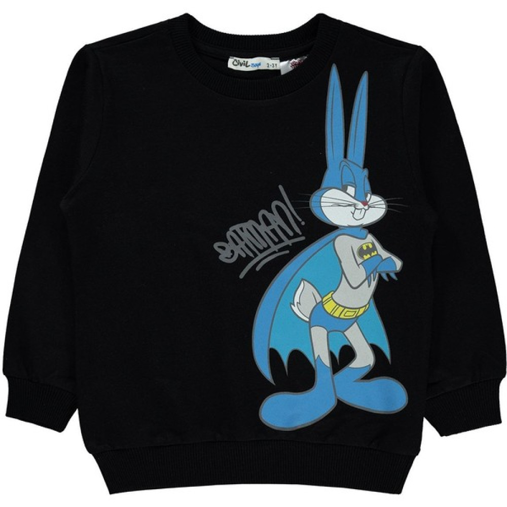 Bugs Bunny Erkek Çocuk Sweatshirt 2-5 Yaş Siyah Erkek Çocuk Sweatshirt Fiyatı