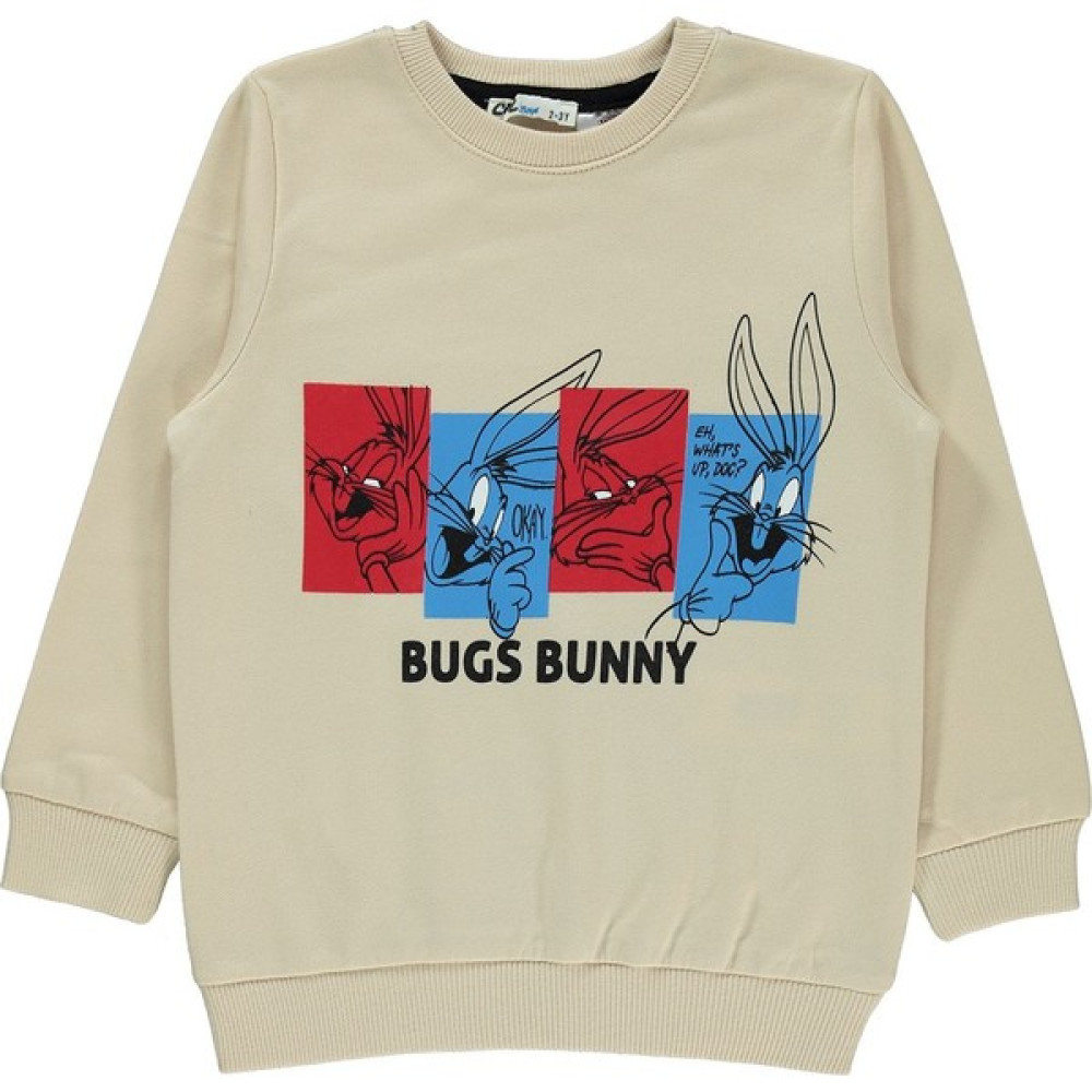Bugs Bunny Erkek Çocuk Sweatshirt 2-5 Yaş Taş Rengi Erkek Çocuk Sweatshirt Fiyatı