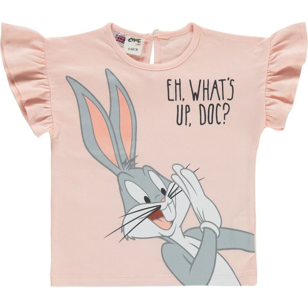Bugs Bunny Kız Bebek Tişört 6-18 Ay Açık Somon Bebek T-shirt Fiyatı