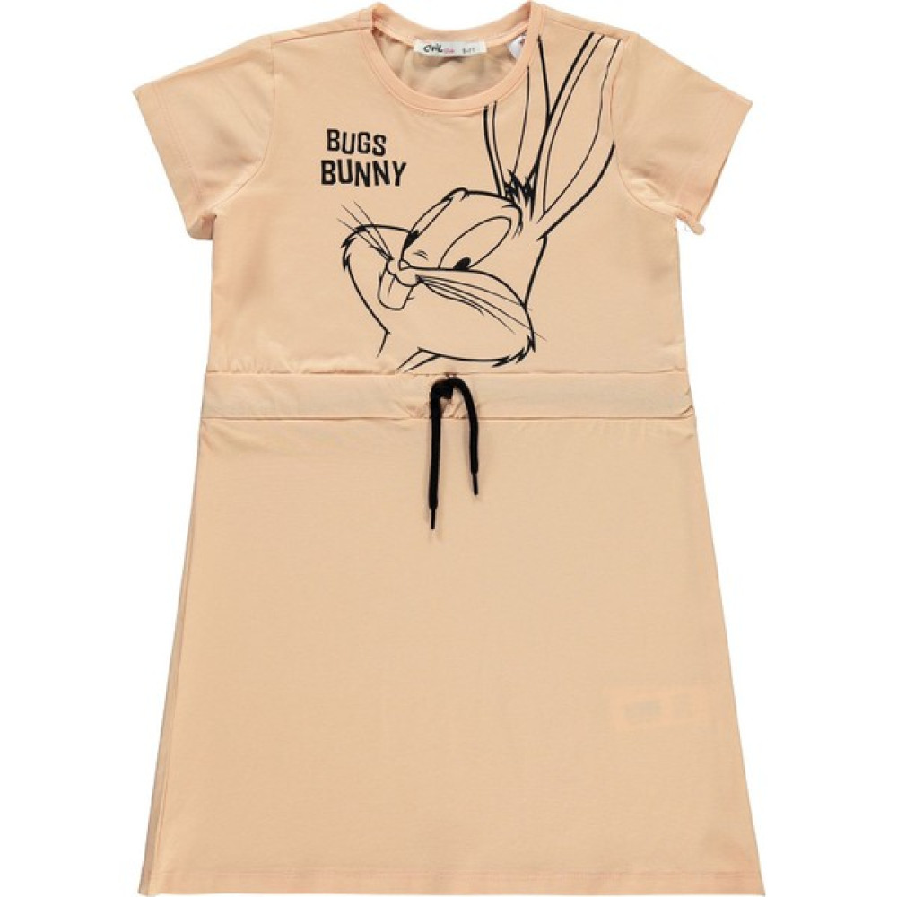 Bugs Bunny Kız Çocuk Elbise 10-13 Yaş Şeftali Kız Çocuk Elbise Fiyatı