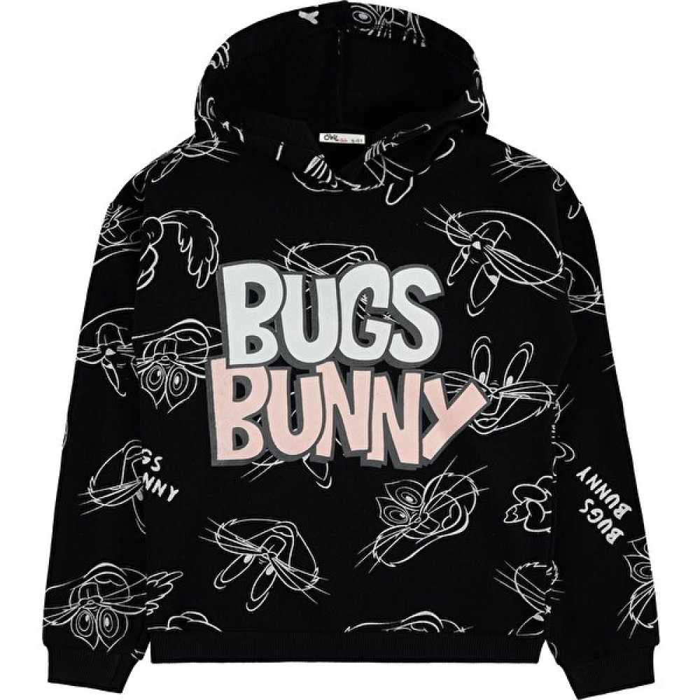 Bugs Bunny Kız Çocuk Kapüşonlu Sweatshirt 10-13 Yaş Siyah Kız Çocuk Sweatshirt Fiyatı