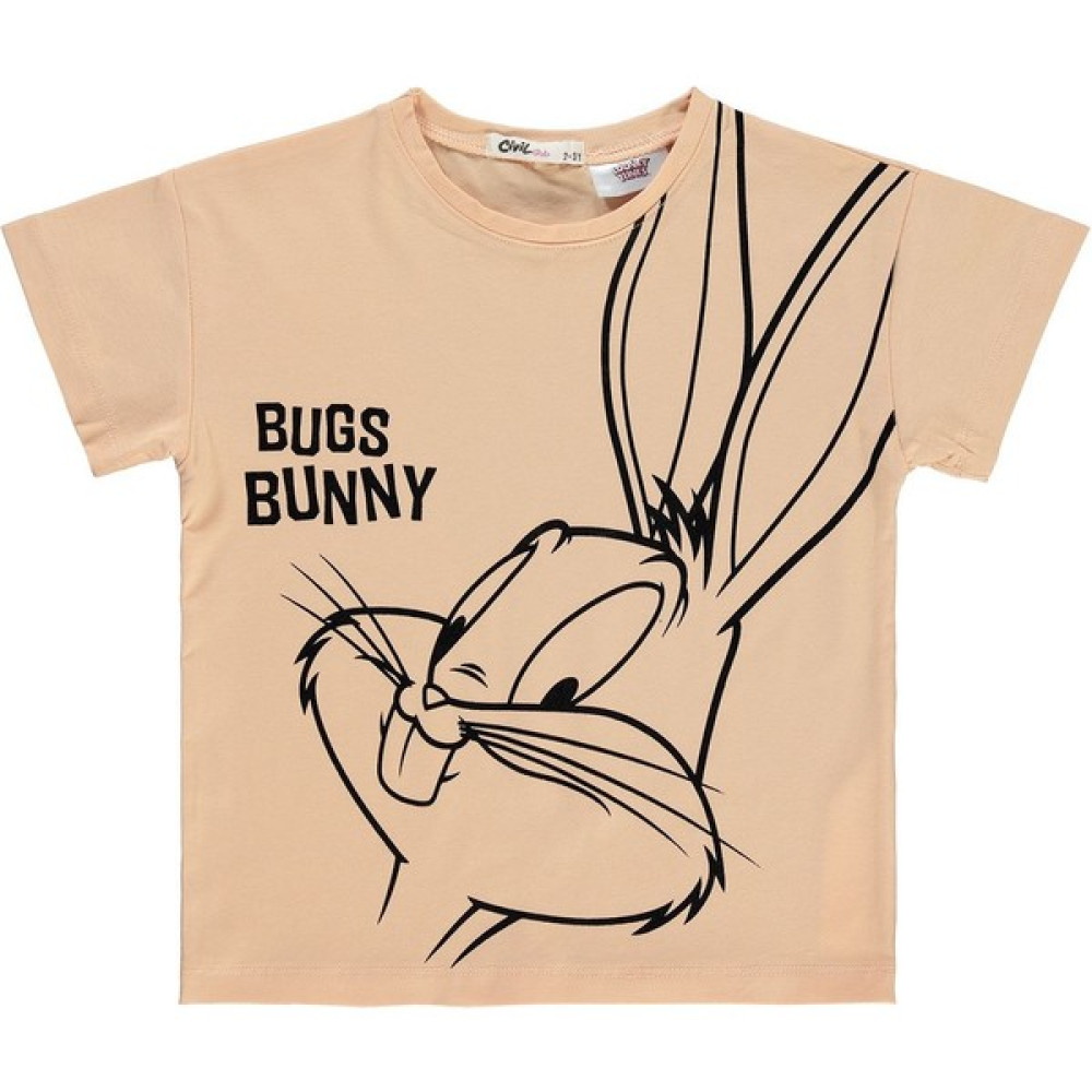 Bugs Bunny Kız Çocuk Tişört 2-5 Yaş Şeftali Kız Çocuk T-shirt Fiyatı