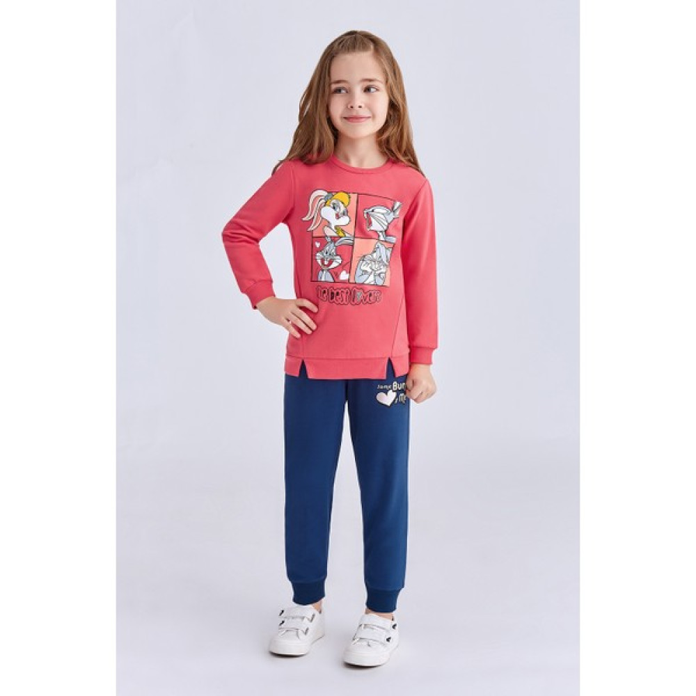 Bugs Bunny Lisanslı Çocuk Kız Eşofman Takımı Nar Çiçeği Kız Çocuk Eşofman Fiyatı