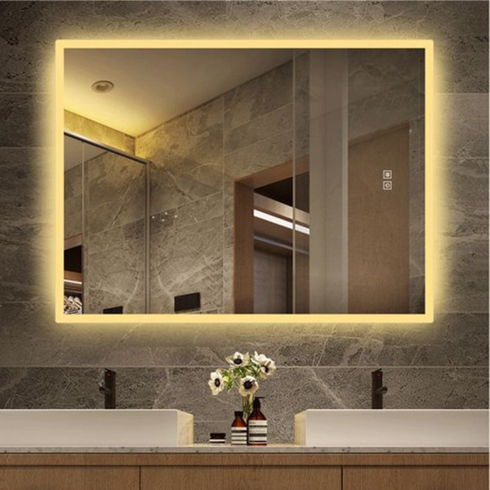 Bugusan 50X70 cm Ledli Ayna Ledli Banyo Aynası Yuvarlak Ayna Yuvarlak Banyo Aynası Dekoratif Ayna Işıklı Ayna Salon Aynası - Sarı Banyo Aynası Fiyatı
