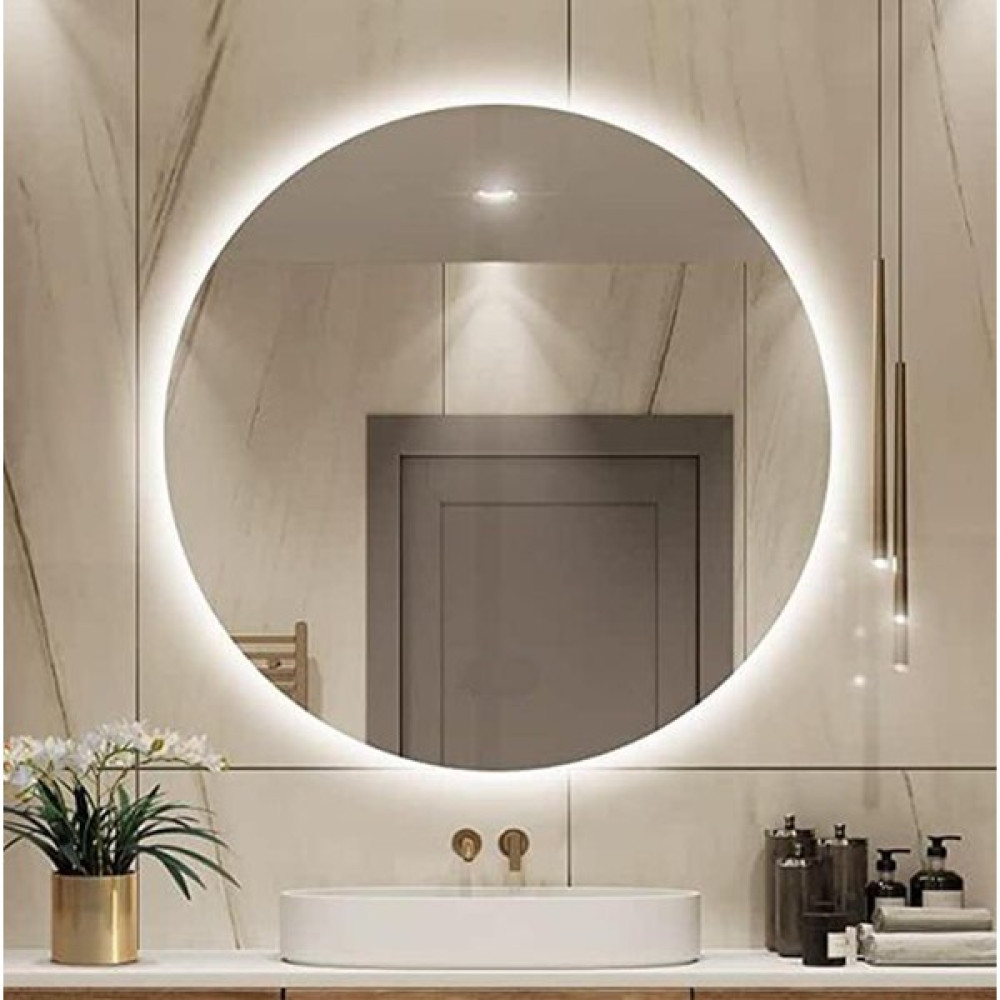 Bugusan 70 cm Ledli Ayna Ledli Banyo Aynası Yuvarlak Ayna Yuvarlak Banyo Aynası Dekoratif Ayna Işıklı Ayna Salon Aynası - Beyaz Banyo Aynası Fiyatı
