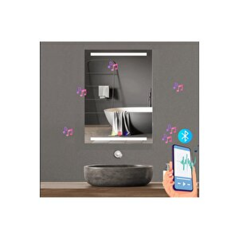 Bugusan 70x100(h) Cm Bluetoothlu Buğu Çözücülü Dokunmatik Işıklı Kumlamalı Banyo Aynası Banyo Aynası Fiyatı