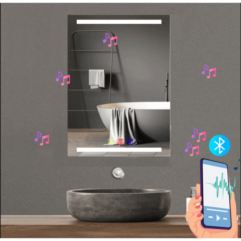 Buğusan 70X120 cm Bluetoothlu Buğu Çözücülü Dokunmatik Işıklı Kumlamalı Banyo Aynası - 70 X 120 Oto Boyaları Fiyatı