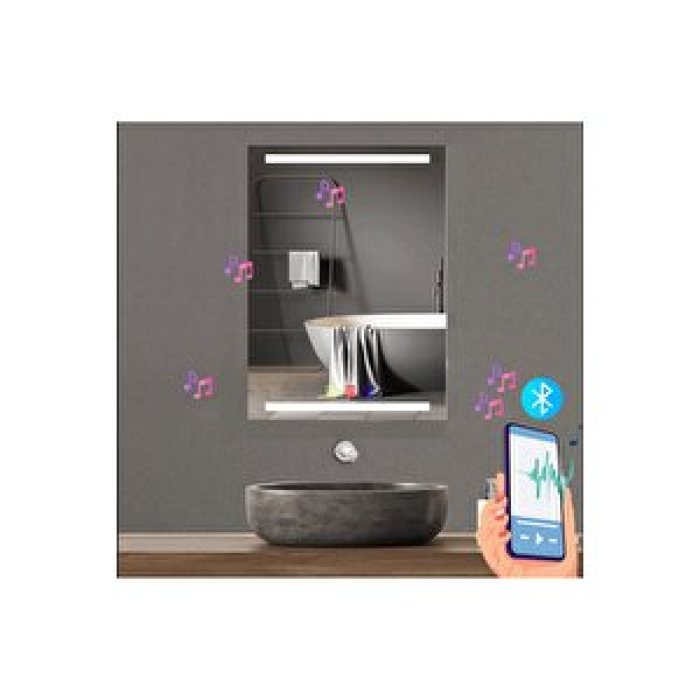 Bugusan 70x120(h)cm Bluetoothlu Buğu Çözücülü Dokunmatik Işıklı Kumlamalı Banyo Aynası Banyo Aynası Fiyatı