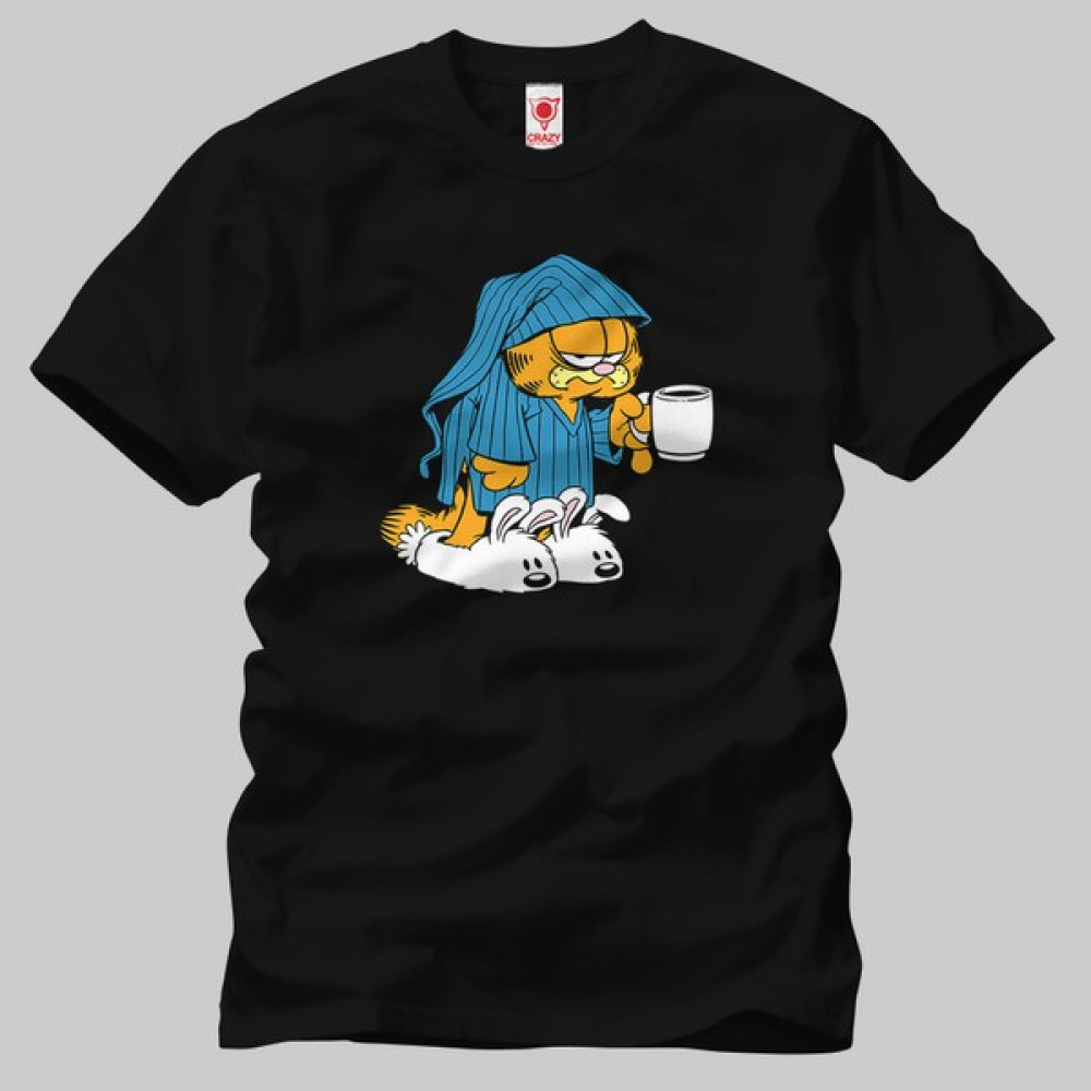 Built By Crazy Garfield Morning Coffee Tişört Erkek T-shirt Fiyatı